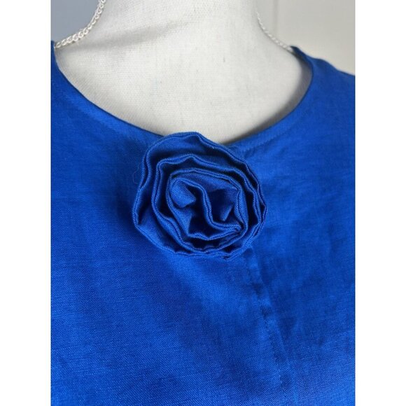 Vintage Y2K Richard Malcolm Cobalt Blue Jacket Size Large 100% Linen Button - Picture 2 of 12